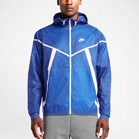 Nike Other - NIKE Tech Hyperfuse Windrunner Blue Jacket Hood Running Lightweight Dots Rare